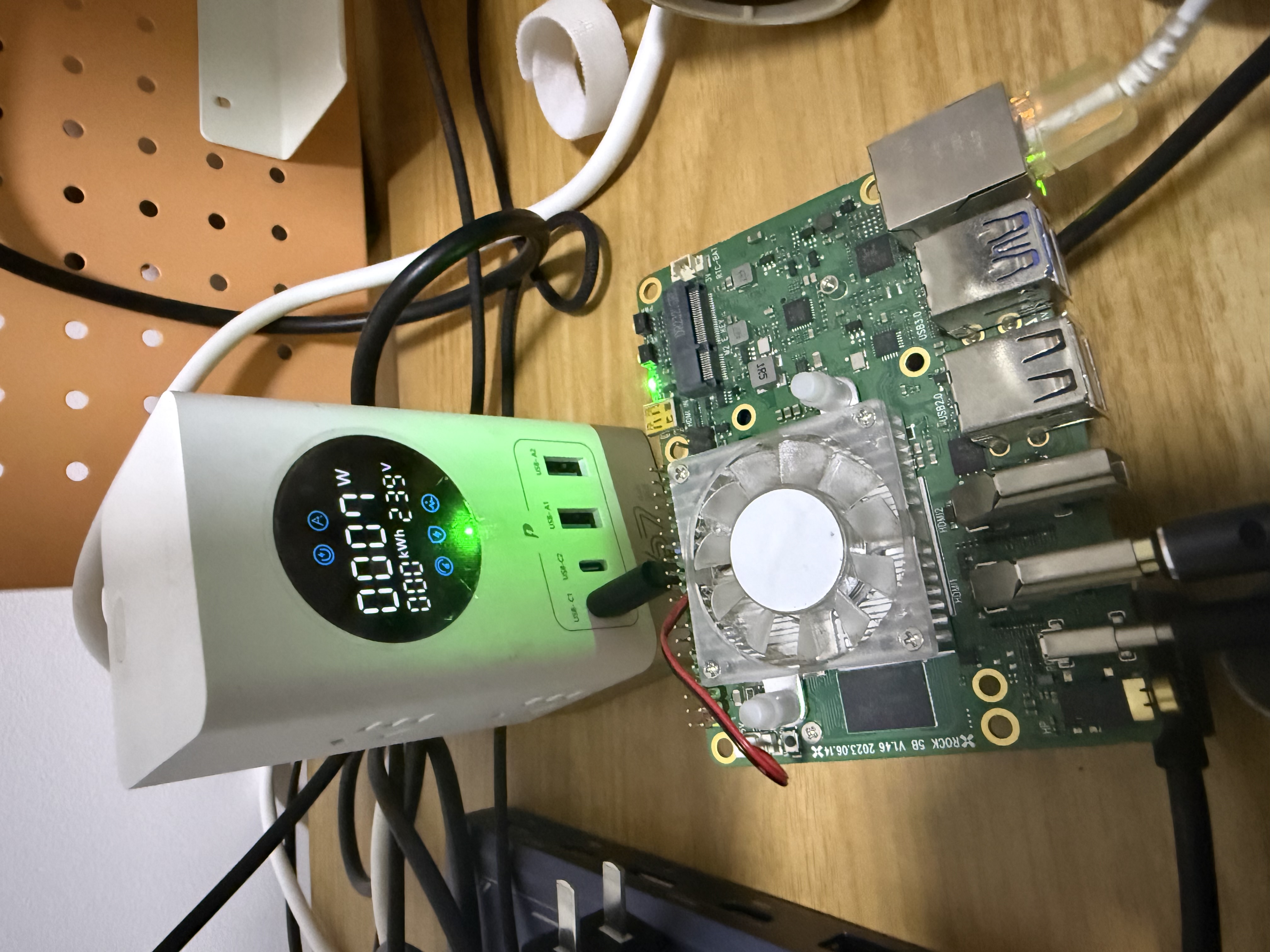 7 watts — the entire system running OpenClaw + Chromium + XFCE desktop