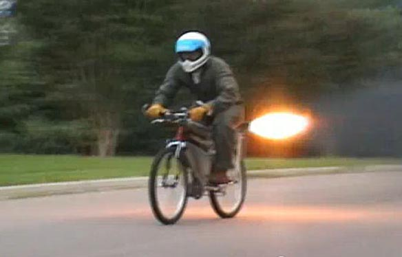 A rocket engine on a bicycle